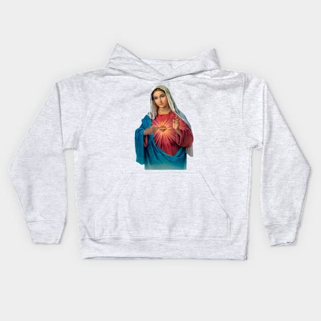 Immaculate Heart of Mary (transparent background design) Kids Hoodie by Brasilia Catholic